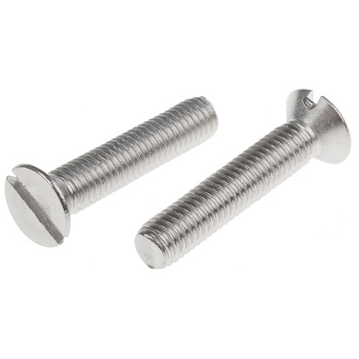 RS PRO Slot Countersunk A2 304 Stainless Steel Machine Screws DIN 963, M8x40mm