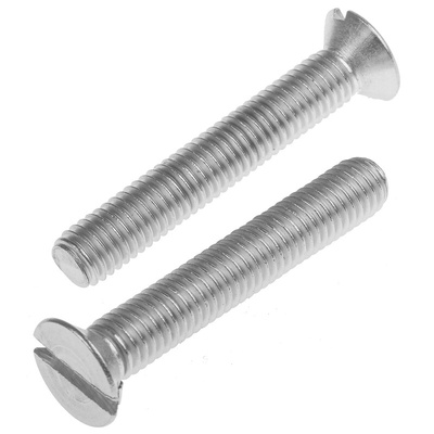 RS PRO Slot Countersunk A2 304 Stainless Steel Machine Screws DIN 963, M8x50mm