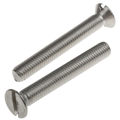 RS PRO Slot Countersunk A2 304 Stainless Steel Machine Screws DIN 963, M8x60mm