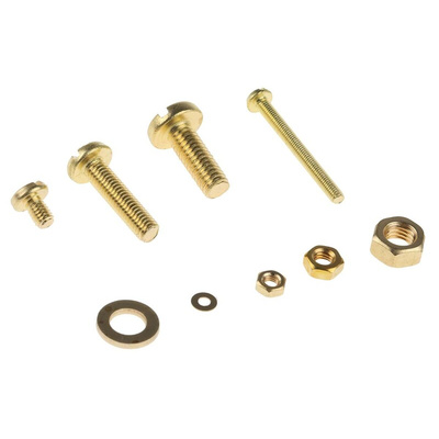 RS PRO Brass 2061 Piece Slot Drive Screw/Bolt, Nut & Washer Kit