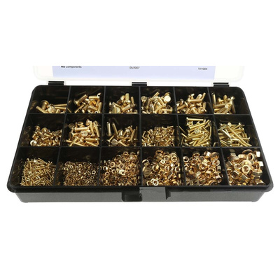RS PRO Brass 2061 Piece Slot Drive Screw/Bolt, Nut & Washer Kit