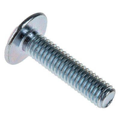 Bright Zinc Plated Steel Roofing Bolt, M6 x 25mm