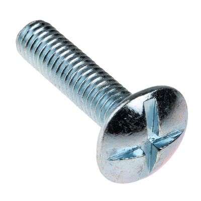 Bright Zinc Plated Steel Roofing Bolt, M6 x 25mm