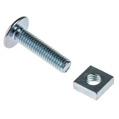 Bright Zinc Plated Steel Roofing Bolt, M6 x 25mm