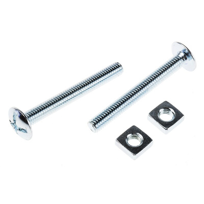 Bright Zinc Plated Steel Roofing Bolt, M6 x 50mm