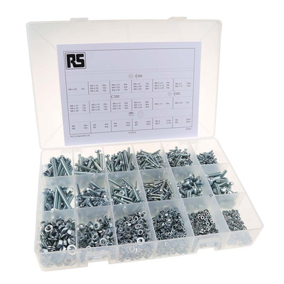 RS PRO Steel 3165 Piece Pozidriv Drive Screw/Bolt Kit