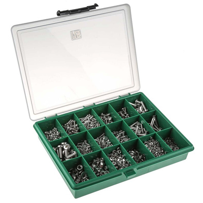 RS PRO Stainless Steel 1905 Piece Pozidriv Drive Screw/Bolt Kit