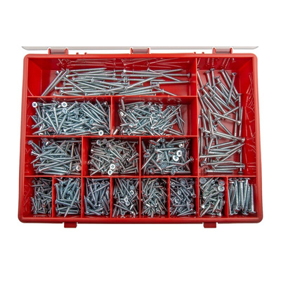 RS PRO Steel 1250 Piece Pozidriv Drive Screw/Bolt Kit