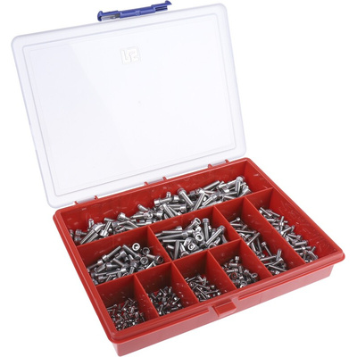 RS PRO Stainless Steel 545 Piece Hex Socket Drive Screw/Bolt Kit