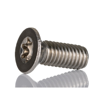 RS PRO Plain Countersunk Stainless Steel Tamper Proof Security Screw, M6 x 16mm