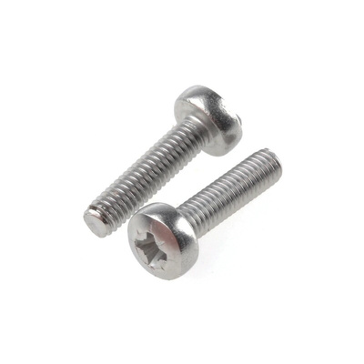 RS PRO Pozidriv Round A2 304 Stainless Steel Machine Screw DIN 7985, M3x12mm