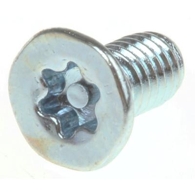 RS PRO Bright Zinc Plated Flat Steel Tamper Proof Security Screw, M3 x 6mm