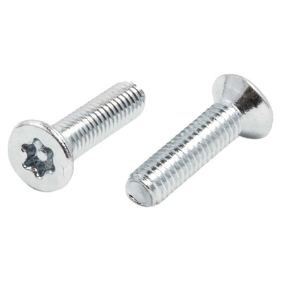 RS PRO Bright Zinc Plated Flat Steel Tamper Proof Security Screw, M3 x 12mm