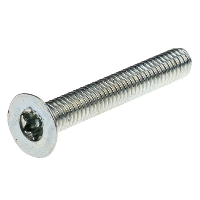RS PRO Bright Zinc Plated Flat Steel Tamper Proof Security Screw, M3 x 20mm