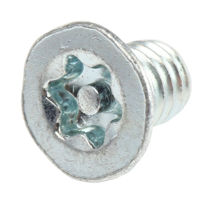 RS PRO Bright Zinc Plated Flat Steel Tamper Proof Security Screw, M4 x 6mm