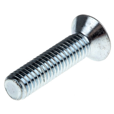 RS PRO Bright Zinc Plated Flat Steel Tamper Proof Security Screw, M6 x 25mm