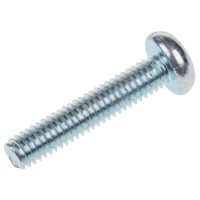 RS PRO Bright Zinc Plated Pan Steel Tamper Proof Security Screw, M4 x 20mm