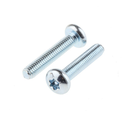 RS PRO Bright Zinc Plated Pan Steel Tamper Proof Security Screw, M5 x 25mm