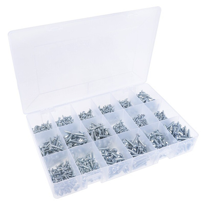 RS PRO Steel 1200 Piece Pozidriv, Slot Drive Screw/Bolt Kit