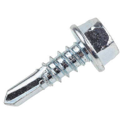 RS PRO Bright Zinc Plated Steel Self Drilling Screw M4.8 x 16mm Long