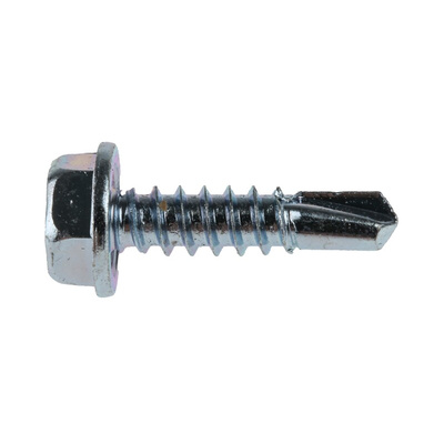 RS PRO Bright Zinc Plated Steel Self Drilling Screw M4.8 x 19mm Long