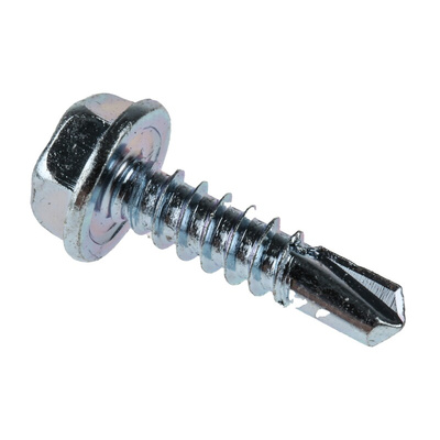 RS PRO Bright Zinc Plated Steel Self Drilling Screw M4.8 x 19mm Long