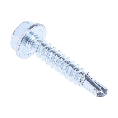 RS PRO Bright Zinc Plated Steel Self Drilling Screw M4.8 x 25mm Long