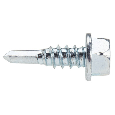 RS PRO Bright Zinc Plated Steel Self Drilling Screw M5.5 x 19mm Long