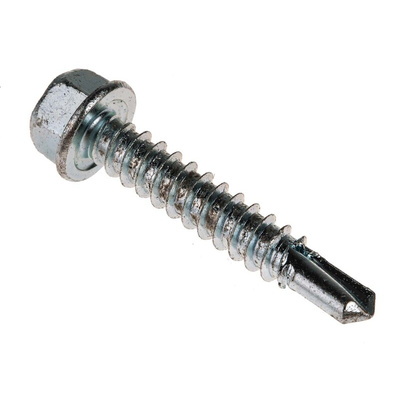 RS PRO Bright Zinc Plated Steel Self Drilling Screw M5.5 x 32mm Long