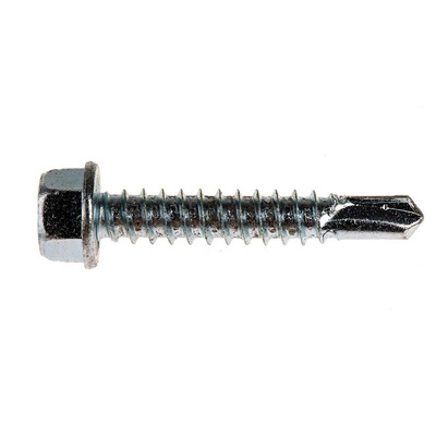 RS PRO Bright Zinc Plated Steel Self Drilling Screw M5.5 x 32mm Long