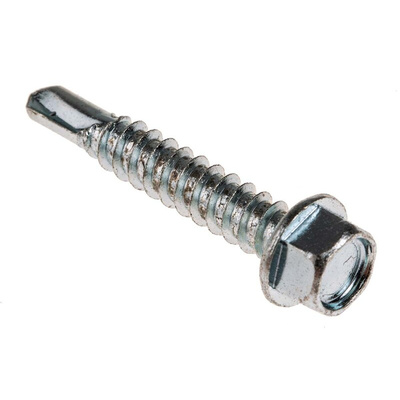 RS PRO Bright Zinc Plated Steel Self Drilling Screw M5.5 x 32mm Long