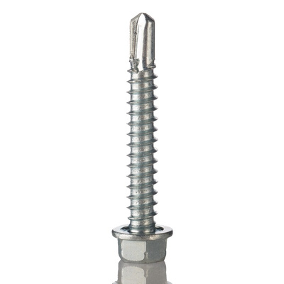 RS PRO Bright Zinc Plated Steel Self Drilling Screw M5.5 x 38mm Long