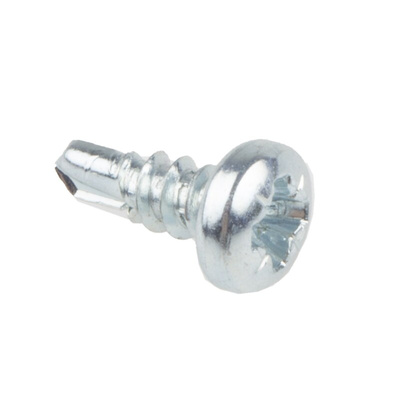 RS PRO Bright Zinc Plated Steel Self Drilling Screw No. 6 x 3/8in Long x 9.5mm Long