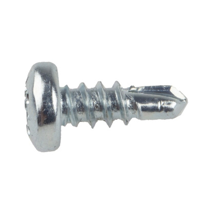 RS PRO Bright Zinc Plated Steel Self Drilling Screw No. 6 x 3/8in Long x 9.5mm Long