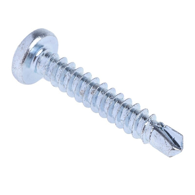 RS PRO Bright Zinc Plated Steel Self Drilling Screw No. 8 x 1in Long x 25mm Long