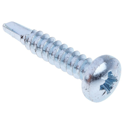 RS PRO Bright Zinc Plated Steel Self Drilling Screw No. 10 x 1in Long x 25mm Long