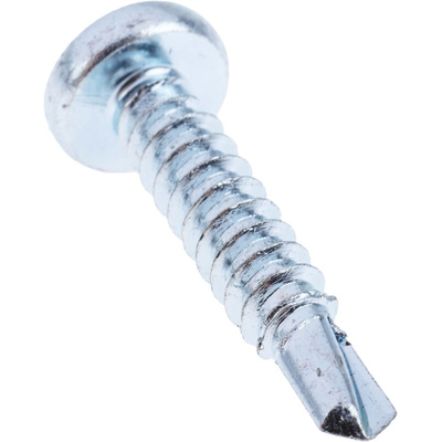RS PRO Bright Zinc Plated Steel Self Drilling Screw No. 10 x 1in Long x 25mm Long