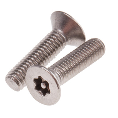 RS PRO Plain Countersunk Stainless Steel Tamper Proof Security Screw, M3 x 12mm