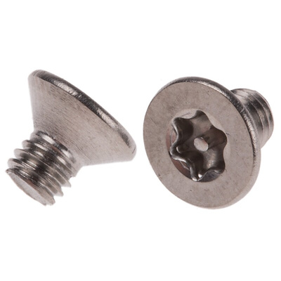 RS PRO Plain Flat Stainless Steel Tamper Proof Security Screw, M4 x 6mm