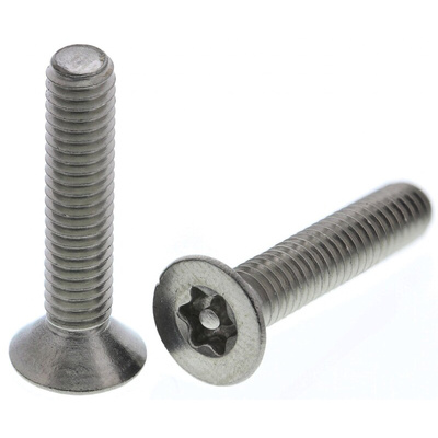 RS PRO Plain Flat Stainless Steel Tamper Proof Security Screw, M4 x 20mm
