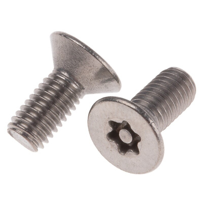 RS PRO Plain Flat Stainless Steel Tamper Proof Security Screw, M5 x 12mm
