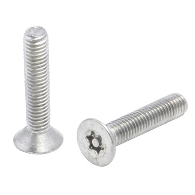 RS PRO Plain Flat Stainless Steel Tamper Proof Security Screw, M5 x 25mm