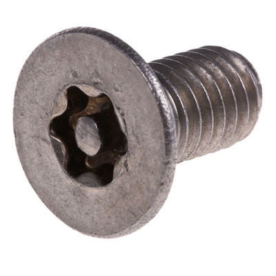 RS PRO Plain Flat Stainless Steel Tamper Proof Security Screw, M6 x 12mm