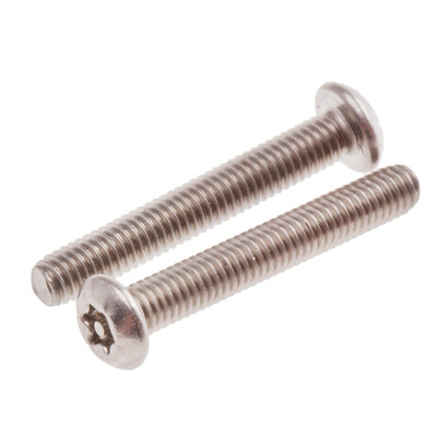 RS PRO Plain Button Stainless Steel Tamper Proof Security Screw, M3 x 20mm