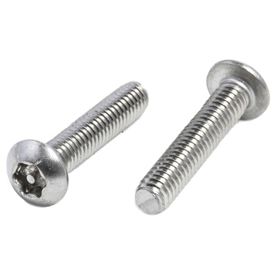 RS PRO Plain Button Stainless Steel Tamper Proof Security Screw, M4 x 20mm