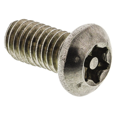 RS PRO Plain Button Stainless Steel Tamper Proof Security Screw, M6 x 12mm