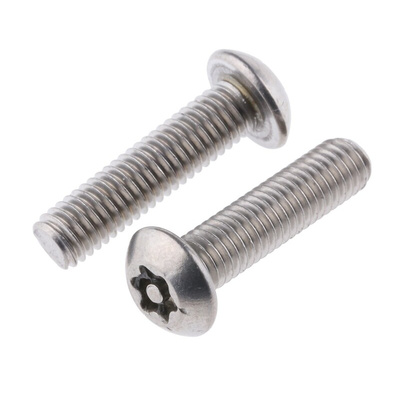 RS PRO Plain Button Stainless Steel Tamper Proof Security Screw, M5 x 20mm