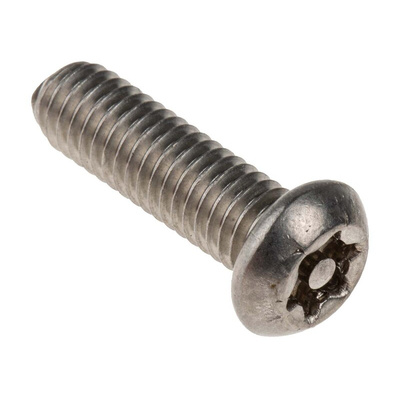 RS PRO Plain Button Stainless Steel Tamper Proof Security Screw, M6 x 20mm