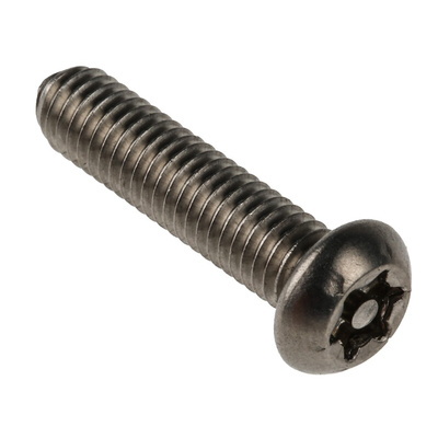 RS PRO Plain Button Stainless Steel Tamper Proof Security Screw, M6 x 25mm