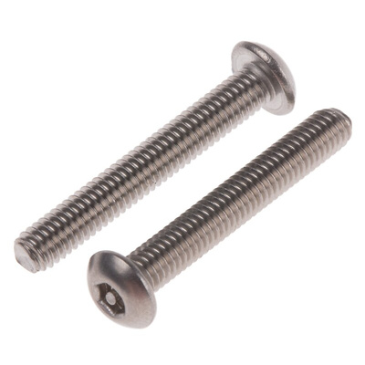 RS PRO Plain Button Stainless Steel Tamper Proof Security Screw, M3 x 20mm
